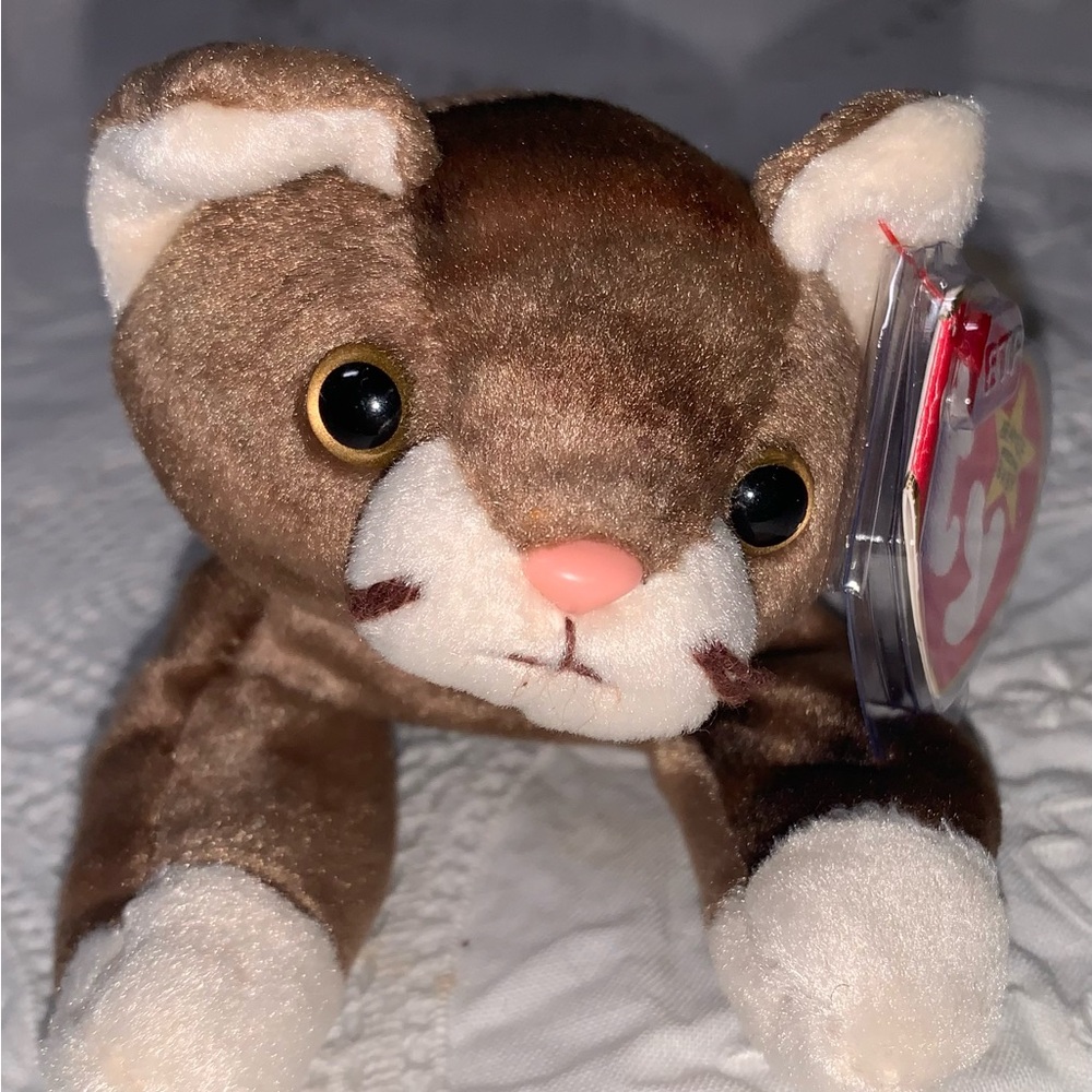 TY Beanie Babies – Pounce the Cat 1 (4th Generation) – Red Stamp #514 – MWMT –